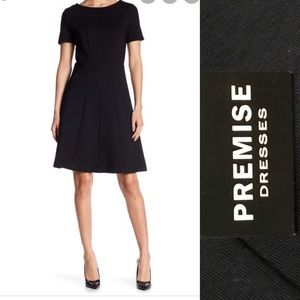 PREMISE NWT Ponte Knit Navy Paneled Dress